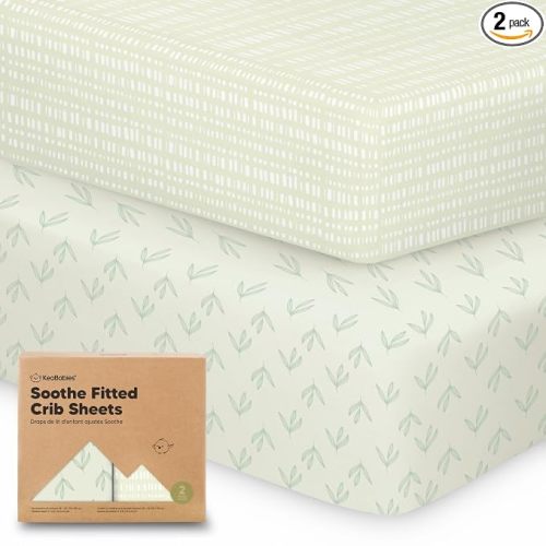 KeaBabies 2-Pack Organic Cotton Crib Sheets for Boys, Girls - 52x28 Fitted Crib Mattress Sheet Neutral, Breathable Cover for Baby Bed Set, Toddler Mattress, Soft & Cute Prints (Fleur)