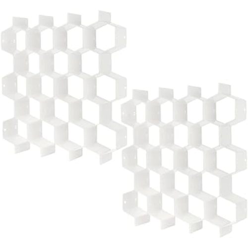 Poeland Drawer Divider Organizer 8pcs DIY Plastic Grid Honeycomb Drawer Divider White 2 Pack