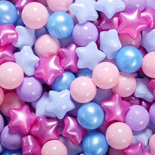 STARBOLO Ball Pit Balls - 100pcs Crush Proof Plastic Children's Toy Balls Macaron Bear Ocean Balls for Birthday Parties Games Pool