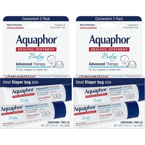 Aquaphor Baby Healing Ointment, To-Go Pack | Advanced Therapy | For Chapped Cheeks | For Diaper Rash | 2 Count Pack