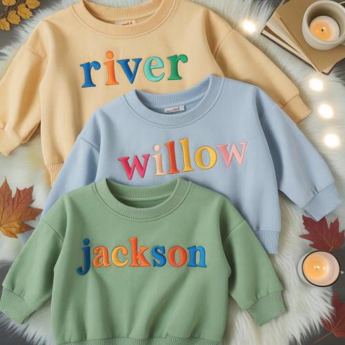 Custom Embroidered Kids Sweatshirt, Personalized Embroidered Toddler Crewneck, Sweatshirts for Kids, Baby Shower Gift, Gift for Baby