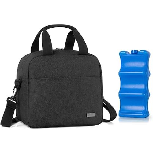 Teamoy Breastmilk Cooler Bag with Ice Pack for Working Moms Daycare, Black