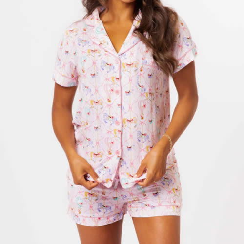Carousel Wishes Women's Collar Shirt & Shorts Set