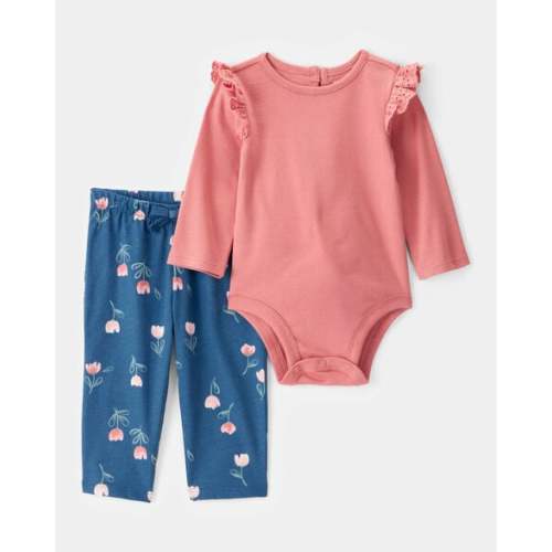 Baby 2-Piece Long-Sleeve Floral Long-Sleeve Bodysuit Pant Set - Pink/Blue - Carter's | Carter's