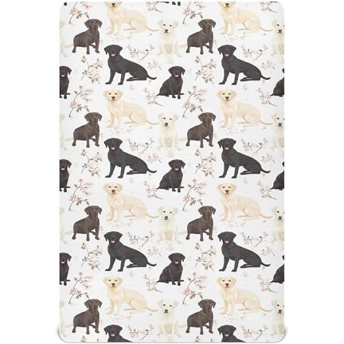 Crib Fitted Sheet for Toddler and Infant Baby Soft Breathable Comfortable Baby Sheet Set for Cribs and Toddler Beds 39x27in Chic Labrador Retriever Dogs
