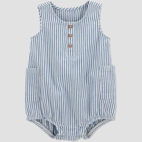 Carter's Just One You® Baby Boys' Striped Chambray Bubble Romper - Blue Newborn