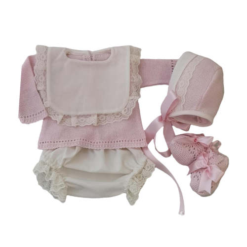 Skyler Pink Personalized 4-piece Knitted Set – Piccoli & Co ®