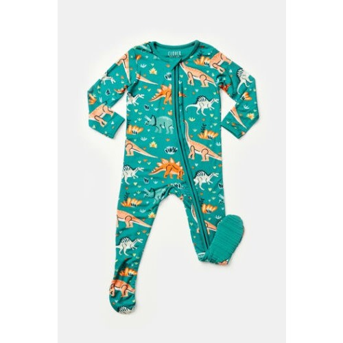 Soft & Stretchy Zipper Footie - Dinosaur Jungle, 3-6M