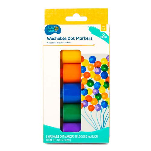 Hello Hobby Washable Dot Markers, 6-Pack Primary Colors