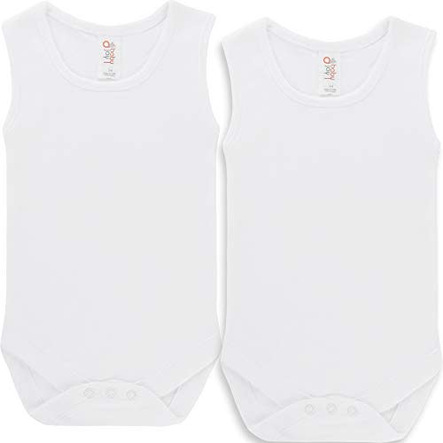 Soft Cotton Sleeveless Onesie Bodysuit, WSNR 24-36 2-Pack White