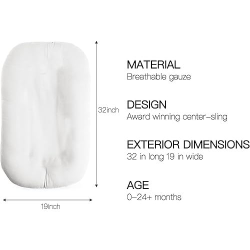 Baby Lounger - Snuggle Cozy Me Infant Lounger for Newborns | Breathable & Soft, Portable Awake-Time Pad, Essential Baby Gift- Natural (Lounger Cover Included)