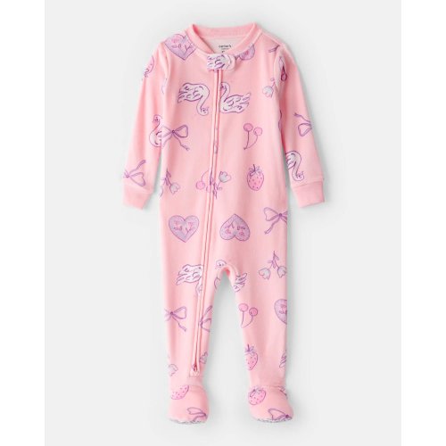 Baby Girl Swan DreamPlush Snug Fit 1-Piece Pajamas - Pink | Carter's