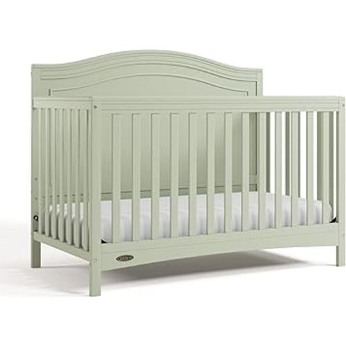 Graco Paris 4-in-1 Convertible Crib - GREENGUARD Gold Certified, Converts to Toddler Bed, Daybed and Full Bed, Fits Standard Crib Mattress, Adjustable Mattress Base, Sage