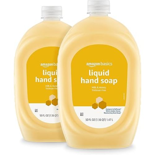 Amazon Basics Liquid Hand Soap Refill, Milk and Honey Scent, Triclosan-free, 50 Fluid Ounces, Pack of 1