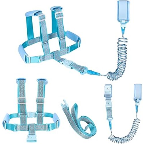 Toddler Leash Harness Backpack 4-in-1, Anti Lost Wrist Link & Safety Strap for Kids Boys Girls, Reflective Adjustable Baby Walking Belt for Park Zoo Travel, Child Cute Reins (Blue)