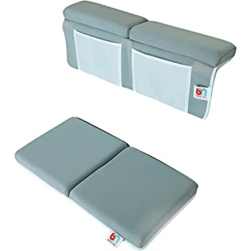 Babynma Bath Kneeler and Elbow Rest Pad Set - Thick Kneeling Mat for Baby and Toddler Bathing Tub Time - Nonslip Bathtub Pads to Cushion Knees - Waterproof Mats with Bathroom Toy Accessories Organizer