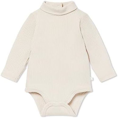 MORI Baby Unisex Ribbed Turtleneck Bodysuit with Back Opening - Comfort Toddler One Piece High Neck Romper for Boys and Girls