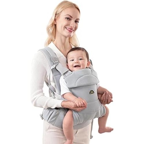 Baby Carrier for Newborns to Toddlers, Adjustable, Ultra-Soft and Weightless, Ergonomic Baby Carrier with Head Support, Baby Travel Gear, Baby Essentials (Blue)