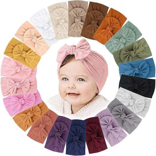Jesries 22 PCS Baby Headbands Soft Nylon Hairbands with Bows Girls Hair Accessories for Newborn Infant Toddler Kids Handmade