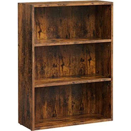 VASAGLE Bookshelf, 3-Tier Open Bookcase with Adjustable Storage Shelves, Floor Standing Unit, Rustic Brown ULBC163X01