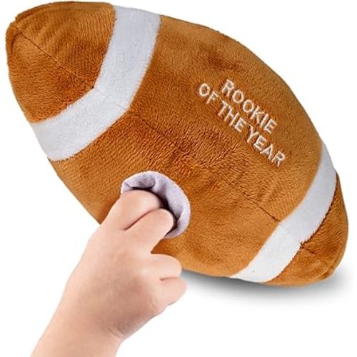 Baby Football Plush Rattle - Baby Boy Stuff for Gifts, Toddler Football Toys, Baby Rattles & Plush Rings, Engaging Learning for Boys and Girls - Ages 0-36 Months