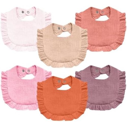 Baby Muslin Bibs,6 Pcs Drool Bandana Bibs for Baby Girl Drooling and Teething,Soft and Absorbent Cotton for Newborn