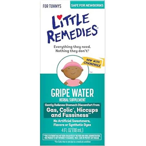 Little Remedies Gripe Water for Babies, With Chamomile, for Baby Gas Relief, No Alcohol or Artificial Dyes, 4 Fl Oz