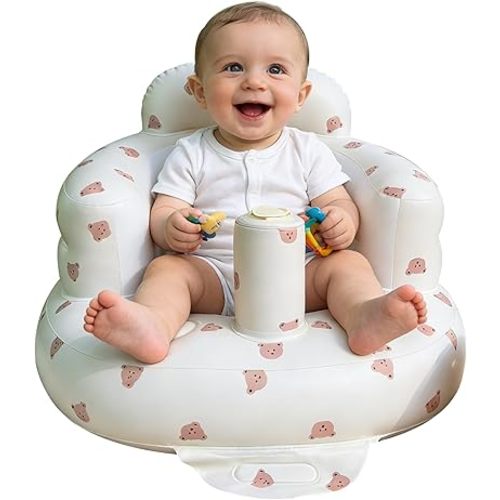 Inflatable Baby Seat with Built-in Air Pump, Soft PVC Ergonomic Design for 3-36 Months Infants, Free Moms' Hands & Easy to Clean