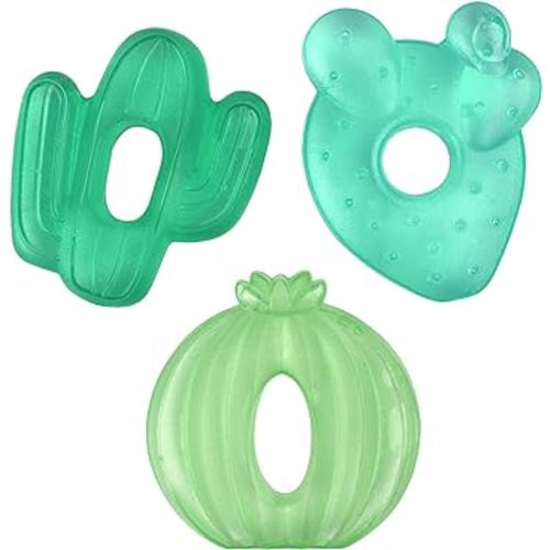 Itzy Ritzy Water-Filled Teethers, Set of 3 Coordinating Cactus, Cutie Coolers are Textured On Both Sides to Massage Sore Gums, Can Be Chilled in Refrigerator, Green Cacti