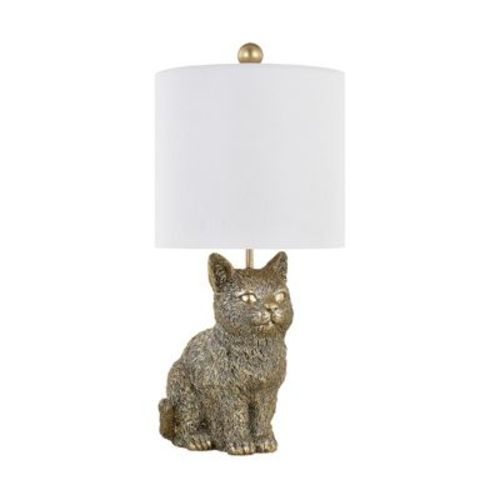 Crestview Collection 20"H Gold Resin Cat Table Lamp With Shade