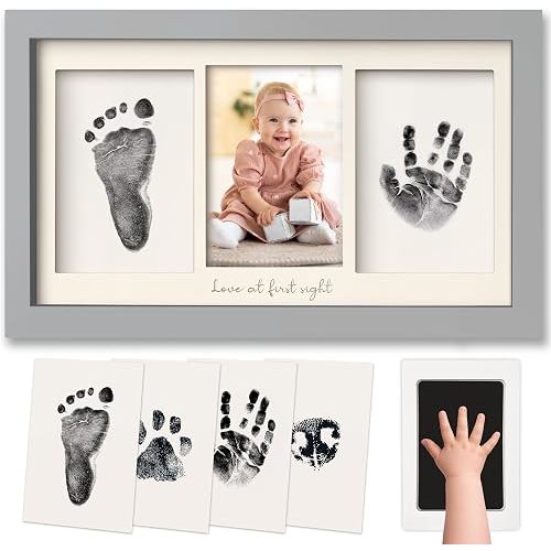 Inkless Hand and Footprint Kit, Boy Girl Newborn Keepsake (Cloud Gray)