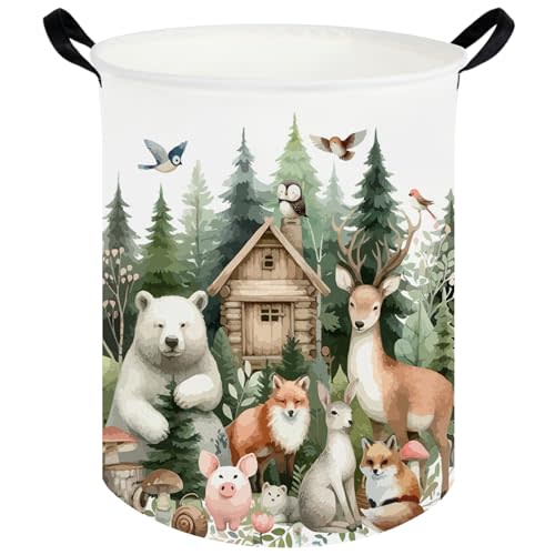 Baby Laundry Hamper,Dirty Clothes Hamper for Boys and Girls,Toys Storage Bin Organizer Animal Room Decor,Waterproof storage box for kids bedroom,Gift Baskets(Forest animal)