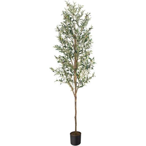 Artificial Fake Olive Tree 6FT 1Pack Faux Olive Tree for Home Decor | Faux Artificial Plants Indoor Fake Potted Plants with Natural Olive Branches and Realistic Leaves for Living Room Decor