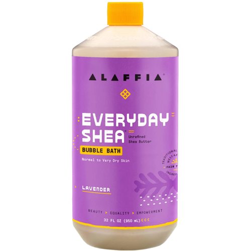 Alaffia Everyday Shea Bubble Bath, Soothing Support for Deep Relaxation and Soft Moisturized Skin | Made with Fair Trade Shea Butter | Cruelty Free | No Parabens | Vegan, Lavender 32 Fl Oz - 32 Fl Oz (Pack of 1)