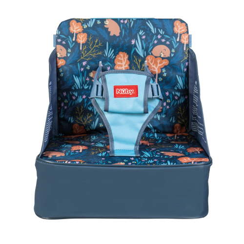 Nuby Easy-Go Lightweight High Chair Booster Seat, For 9 Months and up, Blue Bear Print