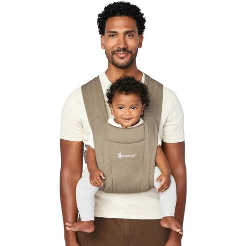 Ergobaby Embrace Baby Carrier Newborn to Toddler - Breathable Baby Carriers for Summer - Cozy Essentials (7-25 Pounds), Ponte Knit, Olive