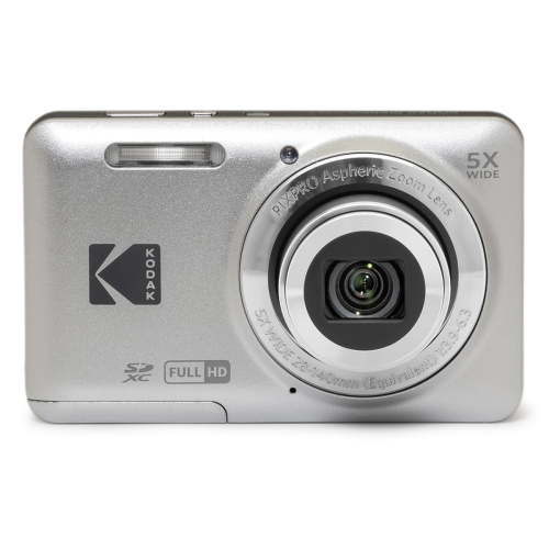 Kodak PIXPRO FZ55 Digital Camera, 16MP, 5X Optical Zoom, 1080p, Silver