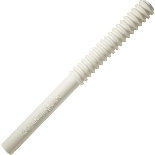 Baby Teething Tubes - Made in The USA Baby Teething Toys - Soft & Durable Infant Toys and Toddler Silicone Teether - 7 Inches, Ivory - Baby Must Haves for Teething Relief - Food Safe & Easy to Clean