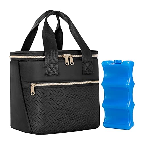 Fasrom Breastmilk Cooler Bag with Ice Pack, Holds 6 Tall 9 oz Baby Bottles | Large Insulated Bottle Bag with Pocket, for Nursing Moms, Daycare, Travel, Patented Design, Black