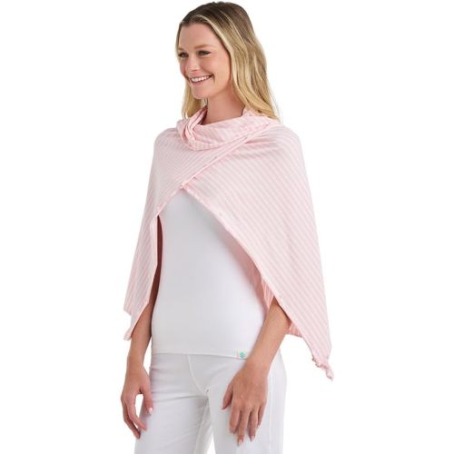 Coolibar Women's Savannah Sun Blanket - UPF 50+ Sun Protection - Coco Plum in Soft Pink/White Stripe