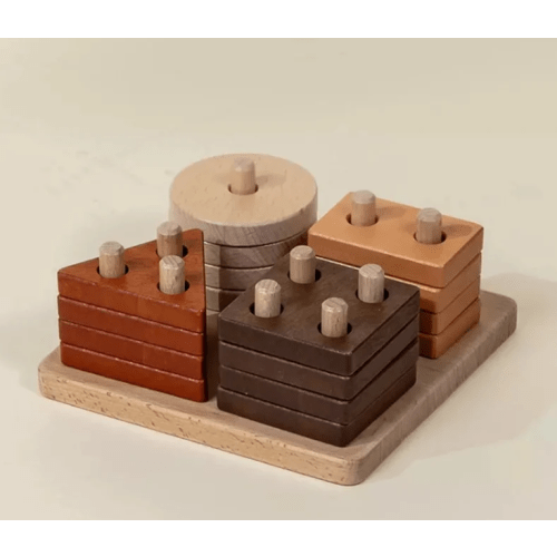 Wooden Stacking Shapes Peg Puzzle
