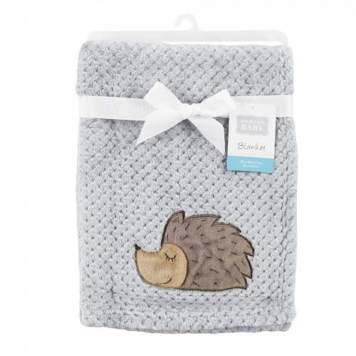 Hudson Baby Infant Boy Plush Waffle Blanket, Hedgehog, One Size