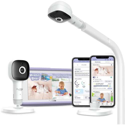 HUBBLE CONNECTED SkyVision Pro Twin AI-Enhanced- 2 HD Smart Camera Baby Monitors, Parent Travel Unit, and Crib Mount