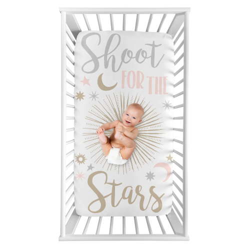 Sweet Jojo Designs Celestial Pink Gold and Grey Photo Op Fitted Crib Sheet