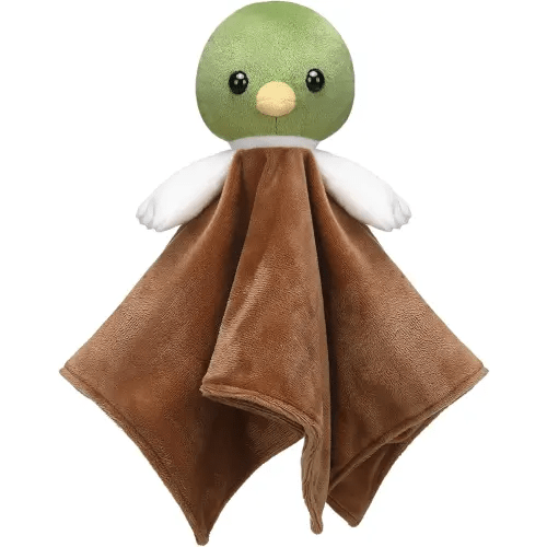 Fanfanwin 15 Inches Cute Mallard Duck Security Blanket Soft Mallard Duck Stuff Lovely Plush Sleeping Snuggle Gifts Nursery Baby Shower Decor for Newborn Toddler Stuffed Snuggle Toy Animal