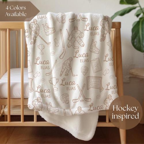Personalized Hockey Bedding Baby crib sheet Baby name crib sheet Ice Hockey Nursery decor baby boy Crib set for boys gifts Hockey blanket