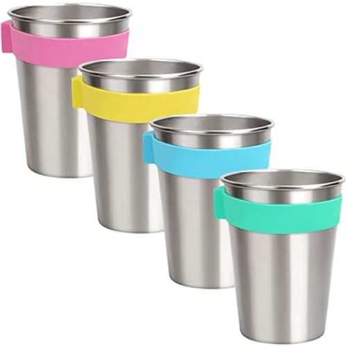 SOPHICO Magnetic Hanging Cups for Toddlers Kids and Adults, Hanging Cup on Fridge or Watercooler, for Independent Drinkers (MIX-12oz, Stainless Steel)