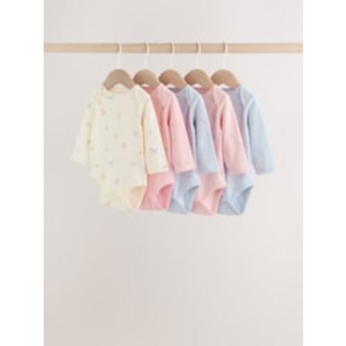 Buy Multi Pastel Character 5 Pack Long Sleeve Baby Bodysuits from Next USA 12-18 mos