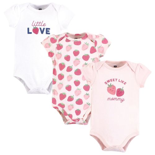 Hudson Baby Infant Girl Cotton Bodysuits, Strawberry Love