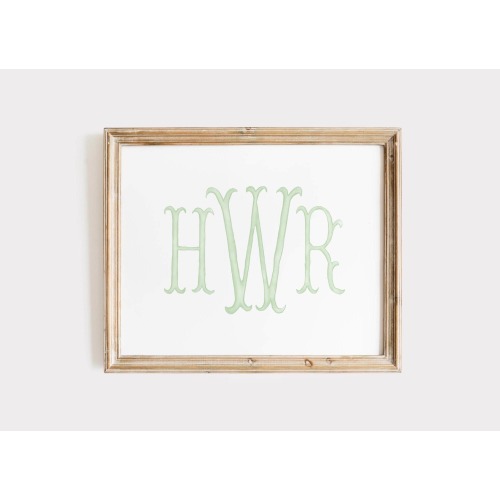 Watercolor Monogram Nursery Wall Art, Green Nursery Wall Decor, Baby Boy Nursery Decor, Custom Nursery Wall Art, Personalized Initials Print